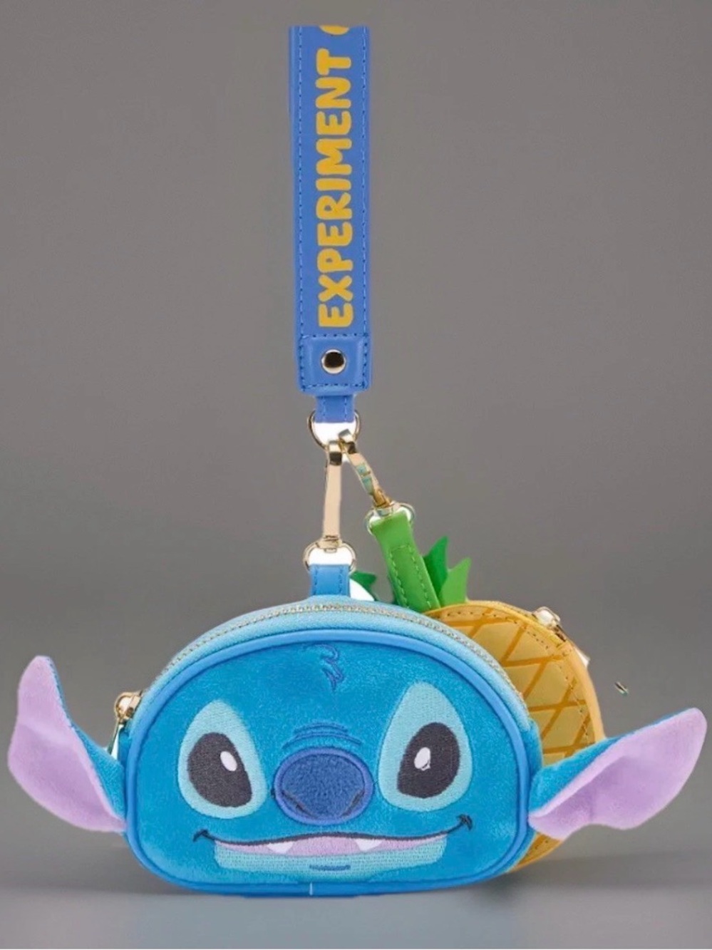 Disney Store Lilo & Stitch Figural STITCH Plush Pineapple Coin Purse & Wristlet